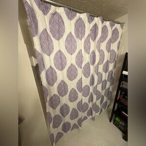 Purple Leaf Pattern White Shower Curtain Home Bathroom Style Decor